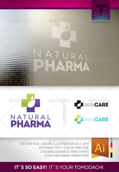 the logo for natural pharma is shown in three different colors and font options