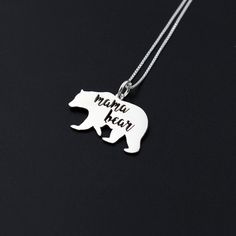 Mama Bear Necklace Sterling silver Mother necklace Family pendent mothers day gift ---all mothers are awesome--- love mom Mother's Day Sterling Silver Charm Necklace With Round Pendant, Meaningful Engraved Charm Necklaces For Mother's Day, Mother's Day Engraved Name Pendant Necklace, Meaningful Laser Engraved Jewelry For Mother's Day, Sterling Silver Round Pendant Charm Necklace For Mother's Day, Meaningful Mother's Day Jewelry With Laser Engraving, Silver Charm Necklaces With Round Pendant For Mother's Day, Silver Charm Necklace With Round Pendant For Mother's Day, Meaningful Mother's Day Laser Engraved Jewelry