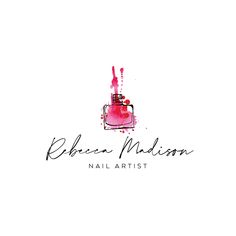 the logo for urban madison nail artist, with pink paint splattered on it