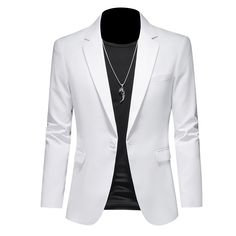 Men's Wedding Business Jacket Dress Suit Tops Casual Suit Blazer Slim-Fit Suit | eBay Groom Party, Style Gentleman, Mens Casual Suits, Black Solid Color, 90s Country, Business Casual Blazer, Blazer White, Jacket Suit, Slim Fit Jackets