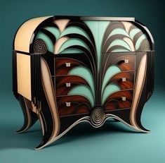 an art deco cabinet with three drawers