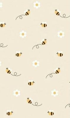 a pattern with bees and daisies on it