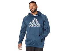 adidas Big Tall Game Go Big Logo Pullover Hoodie - Men's Clothing : Crew Navy/Crew Navy : The primary materials that compose this product contain a minimum of 20 percent recycled content. Get the all-time comfort wearing the adidas Big Tall Game Go Big Logo Pullover Hoodie. Regular fit. Long raglan sleeves and hooded neck with drawstring. Brand name embellishment on the front. Pullover style. Kangaroo pocket on the front. 100% recycled polyester. Machine wash, tumble dry. Imported. Measurements: Casual Hooded Activewear With Adidas Logo, Adidas Long Sleeve Activewear For Fall, Casual Adidas Activewear For Winter, Adidas Logo Long Sleeve Activewear For Sports, Adidas Long Sleeve Activewear For Sports, Long Sleeve Adidas Activewear For Sports, Adidas Athleisure Activewear For Winter, Winter Adidas Athleisure Activewear, Adidas Logo Functional Long Sleeve Activewear