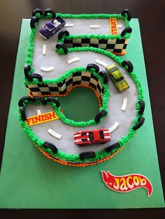 a cake made to look like a race track