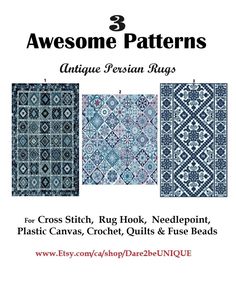 three different patterns for rugs, rugs and floor mats with the words awesome patterns