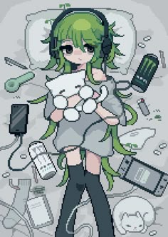 kael333_ on Instagram Green Hair Drawing, Green Pixel Art, Pixel Pfp, Pixel Girl, Arte 8 Bits, 8bit Art, Pixel Art Characters, Anime Pixel Art, Pixel Art Design