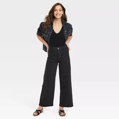 Women's High-rise Sailor Wide Leg Ankle Jeans - Universal Thread™ : Target Cotton Wide Leg Cropped Jeans For Fall, Wide-leg Cotton Cropped Jeans For Fall, Fall Cotton Wide-leg Cropped Jeans, Casual Wide-leg Cropped Jeans For Spring, Casual Dark Wash Wide-leg Cropped Jeans, Fall Wide-leg Cropped Denim Jeans, Casual Wide Leg Cropped Jeans For Fall, Spring Wide-leg Cropped Cotton Jeans, Fall Wide-leg Cropped Jeans