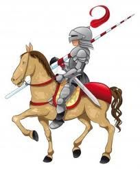 a knight riding on the back of a horse