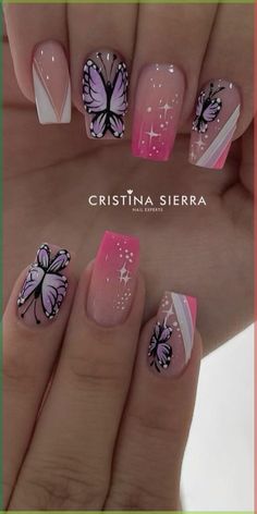 Nails Art, Butterflies, Nail Art, Nails, Pink, Art, Nail Arts