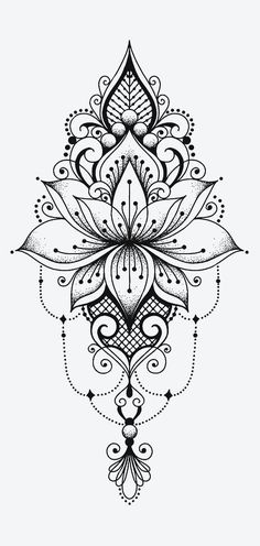 a black and white drawing of a flower