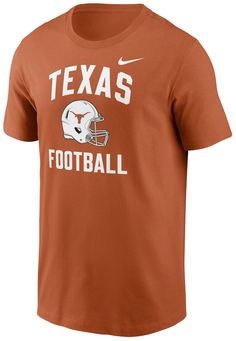 Design Short sleeve, crew neck tee Ribbed, tagless collar with interior taping Standard fit Style and Team Spirit Screen-printed team wordmark at center chest Swoosh™ design trademark screen-printed at center chest Additional Details Machine washable Officially licensed collegiate product Texas T Shirt, Hook Em Horns, Texas Football, Orange Texas, Sport Logo, Football Helmet, Football T Shirt, Texas Longhorns, Short Sleeve T Shirt