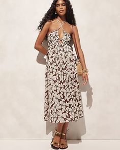 J.Crew: Cutout Halter Beach Dress In Floral Cotton Voile For Women Brown Floral Dress, Light Summer Dresses, Best Swimwear, Jcrew Collection, Light Summer, Women's Swimwear, Brown Floral, Cotton Voile, Perfect Woman