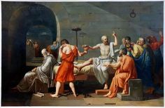 an image of a painting with the words how socrates died