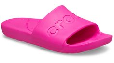 This simple, easy to wear slide offers essential Crocs comfort and style at an amazing price. A sleek upper features the Crocs logo, and a fully molded Croslite™ design makes it lightweight and comfortable. An everyday slide sandal that’s so perfect, you’ll want multiple pairs!  Crocs Slide Details:    Sleek upper featuring Crocs logo   Incredibly light and easy to wear   Fully molded Croslite™ material for signature Crocs comfort Trendy Slip-on Slides With Arch Support, Casual Summer Slides Fade-resistant, Fade-resistant Casual Summer Slides, Pink Slip-on Slides For Swimming, Trendy Slides With Arch Support, Casual Open Toe Sandals, Fade-resistant, Casual Open Toe Sandals Fade-resistant, Trendy Lightweight Slides, Casual Pink Slip-resistant Sandals