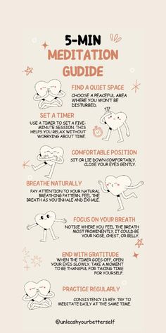 Embark on a journey to inner peace with our “5-Minute Mindfulness” infographic. This easy-to-follow guide is perfect for beginners and busy bees alike, offering a quick meditation routine that fits into any schedule. Discover the art of breathing, grounding, and centering yourself in just five minutes. Whether you’re at home, in the office, or on the go, our guide is your first step towards daily tranquility. Pin this to your board for a serene escape anytime, anywhere. 🧘‍♂️✨ Yoga For Peace Of Mind, Meditation Exercises For Beginners, How To Do Meditation For Beginners, Simple Meditation Techniques, Mindful Daily Routine, Things To Meditate On, Guided Breathing Meditation, Meditation For Mental Health, How To Meditate For Beginners Mornings