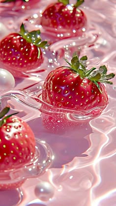 some strawberries are floating in the water