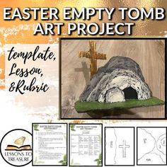 the easter empty tombb art project includes an image of a rock with a cross on it