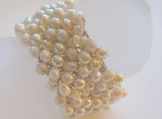 etsy $62 Wedding Bracelet, Ivory White, White Cream, Fresh Water, Wedding Ideas, Beaded Bracelets, Cuff, Ceiling Lights, My Style