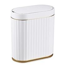 a white and gold trash can on a white background