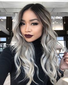 WAVY & BLENDED • @paudictado  styling by @bumbleandbumble. Color by Me  and extensions installed by @instylebycrystalk! I used all @schwarzkopfusa & @brazilianbondbuilder #b3 for this beautiful Ash Blonde ombre! #BESCENE Grey Hairstyles, Hairstyles Balayage, Grey Ombre Hair, Best Hair Dye, Balayage Blond, Brown Ombre Hair, Ombre Hair Blonde, Balayage Ombre