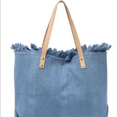 Check Out This Great Tote. Just In Time To Use On Your Next Get-A-Way This Season. Nice And Roomy, Very Stylish And Available In Seasonal Colors That Pop. Dual Top Pull Handles - Snap Closure - Exterior Features A Heavy Weight Woven Construction, Very Durable Material, Frayed Edges - Interior Features Unlined - Approx. 16" W X 16.5" H X 4" D - Approx. 6.5" Strap Drop - Imported #60. Brand New Item Not Used Chic Blue Cotton Bag, Blue Shoulder Bag With Leather Handles For Spring, Spring Blue Shoulder Bag With Leather Handles, Blue Leather Handle Shoulder Bag For Summer, Pull Handles, Season Colors, Just In Time, Large Tote, New Item