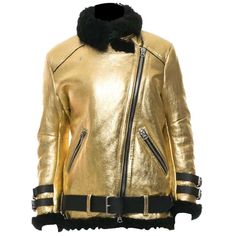 Women's Golden Leather Aviator Shearling Jacket This Women's Golden Leather Aviator Shearling Jacket combines classic style with superior comfort, made from high-quality materials for a timeless look. Featuring a snap-button closure, two pockets and faux shearling lining for added warmth and protection from the elements. Specifications: Department: Women Aviator Shearling JacketOuter Shell: Real LeatherInner Shell: Fur LinedLeather Type: Genuine LeatherClosure Style: ZipperPockets: YesColor: Gol Luxury Shearling Leather Jacket For Work, Luxury Aviator Outerwear For Fall, Designer Sheepskin Leather Jacket For Fall, Designer Long Sleeve Sheepskin Leather Jacket, Luxury Shearling Biker Jacket For Fall, Luxury Fitted Shearling Outerwear, Designer Gold Outerwear For Fall, Luxury Shearling Leather Jacket With Faux Fur Lining, Luxury Aviator Winter Outerwear