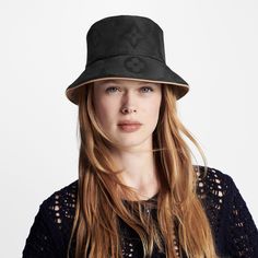 LOUIS VUITTON® - Dailygram Bucket Hat - Black Bucket Hat Black, Louis Vuitton Black, Spring Sandals, Stole Scarf, Duffle Bag Travel, Leather Denim, Louis Vuitton Official, Monogram Bag, Signature Look