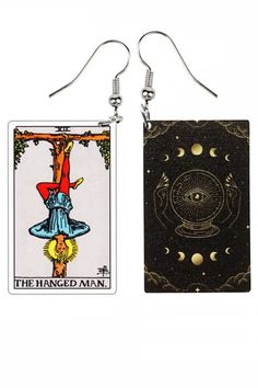 the hanged man tarot card earrings