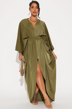 Spectacular Woman Satin Maxi Dress - Olive | Fashion Nova, Dresses | Fashion Nova Cocktail Attire For Women Plus Size, Plus Size Wedding Guest Dress Summer, Semi Formal Wedding Attire, Green Wedding Guest Dresses, Fall Color Dresses, Plus Size Spring Dresses, Cocktail Attire For Women, Formal Wedding Attire, Earth Tone Dress