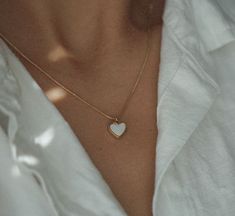 Everyday White Heart Charm Necklaces, Everyday White Heart Charm Necklace, White Minimalist Jewelry With Heart Charm, Minimalist White Heart Charm Jewelry, Minimalist White Heart Necklace For Everyday, Dainty White Heart Necklace With Delicate Chain, Everyday White Heart Pendant Charm Necklace, Everyday White Heart Necklace With Delicate Chain, Everyday White Charm Necklace With Heart Pendant