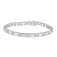 Featuring a unique design and dazzling diamonds, this sterling silver bracelet enhances your look beautifully. Featuring a unique design and dazzling diamonds, this sterling silver bracelet enhances your look beautifully.Click on this JEWELRY & WATCHES GUIDE to learn about fit, styles, materials and more! Clasp: safety Metal: sterling silver Length: 7 in. Packaging: boxed Finish: polishedDIAMOND DETAILS Total weight: 1/2 ct. Color grade: I-J Clarity: I2-I3 Shape: round brilliant Setting: prong G Silver Diamond Chain Bracelet With Pave Setting, Silver Diamond Bracelet With Pavé Setting, Dazzling Sterling Silver Bracelets With Diamond Accents, Diamond White Sterling Silver Bracelet With Pave Setting, Modern Silver Diamond Bracelet With Pave Setting, Diamond White Diamond Chain Bracelet For Anniversary, Classic Silver Diamond Bracelet With Baguette Diamonds, Dazzling Silver Diamond Bracelet With Pavé Setting, Dazzling Silver Diamond Bracelet With Pave Setting