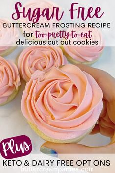 Sugar Free Icing Recipe Frostings, Dairy Free Sugar Free Frosting, Sugar Free Icing Recipe, Sugar Free Buttercream Frosting, Dairy Free Buttercream Frosting, Low Sugar Frosting, Easy Decorated Cookies, 25 Th Birthday, Buttercream Decorated Cookies