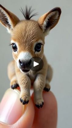 a tiny chihuahua puppy sitting on top of someone's finger