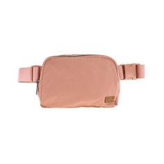 a pink fanny bag on a white background