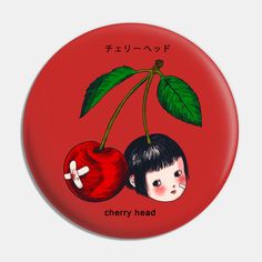 Cute cherry head -- Choose from our vast selection of pins to match with your desired size to make the perfect custom pin. Pick your favorite: Movies, TV Shows, Art, and so much more! Available in small and large. Perfect to wear or to decorate your bag or backpack with. Pins And Badges, Vintage Enamel Pins, Button Pins Design, Bag Pins Aesthetic, Button Pins Aesthetic, Dream Decorations, Pin Button Design, Cute Badges, Pin Maker