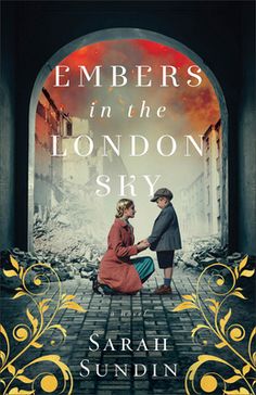 the cover of embers in the london sky by sarah sundin, with an image of two people shaking hands