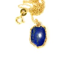 Lapis necklace, lapis lazuli pendant, December birthstone, blue stone, a gold vermeil lined lapis lazuli on a 14k gold filled chain - 04B2 A one of a kind, gold vermeil lined lapis lazuli gemstone hanging from a 14k gold filled chain in the length of your choice! Please choose your favorite gem as shown in the third photo :) Need a few reasons to love Lapis Lazuli other than for its beauty? ♥ Inner truth ♥ Inner power ♥ Love ♥ Purification ♥ Intuition ♥ Positive magic ♥ Self-confidence ♥ Manifes Gold Lapis Lazuli Spiritual Necklace, Gold Lapis Lazuli Gemstone Necklace, Yellow Gold Lapis Lazuli Necklace For Gift, Gold Lapis Lazuli Pendant Necklace, Gold Lapis Lazuli Necklace As A Gift, Gold Lapis Lazuli Necklace For Gift, Lapis Necklace, Inner Power, Lapis Lazuli Pendant