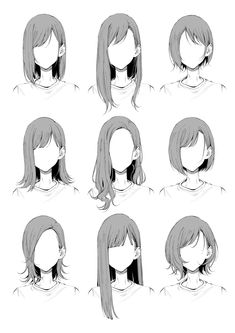 an anime character's head with different hair styles