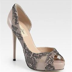 Utterly Feminine Peep Toe Pump Of Italian Leather, Topped With Sexy Mesh Cutouts And A Crystal-Beaded Lace Overlay. Leather Lining And Insole. Heel Measures 4.75". Hidden Platform: 0.75". Made In Italy. Color: Blush/Black. Size: 38.5 Eu (Insole Measures 9 7/8") Brand New In The Original Box. No Dust Bag. Chic Open Toe Court Shoes For Evening, Feminine Open Heel Evening Heels, Feminine Round Toe Court Shoes For Evening, Feminine Ankle Strap Court Shoes For Evening, Feminine Almond Toe Heels For Gala, Spring Evening Court Shoes With Leather Sole, Elegant Evening Heels With Leather Sole, Luxury Open Heel Court Shoes For Evening, Feminine Closed Toe Evening Court Shoes