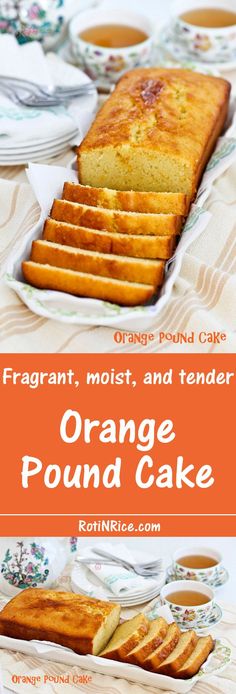 orange pound cake on a plate with the title overlay