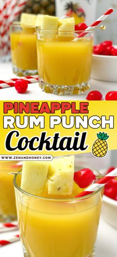 pineapple rum punch cocktail in small glasses