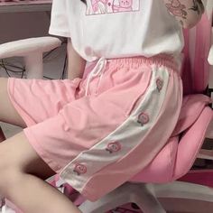 Color: Pink,Purple,Apricot Size:One Size（Waistline 65-104cm,length 45cm） Purple Cute, Cute Peach, Peach Shorts, Cottagecore Clothes, Soft Girl Outfits, Egirl Outfits, Girl Shorts, Kawaii Fashion Outfits, Indie Outfits