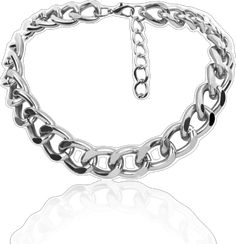 Trendy Cuban Link Chain Bracelet, Trendy Metal Curb Chain Bracelet, Trendy Metal Chain Bracelet With Curb Chain, Silver Chain Bracelet With Chain Strap, Trendy Silver Curb Chain Bracelet, Trendy Silver Chain Necklace For Formal Occasions, Silver Chain Necklace With Adjustable Chain For Fashion, Silver Chain Necklace With Adjustable Chain, Trendy Link Chain Necklace