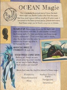 an advertisement for the ocean magic show with pictures of monsters and other things on it