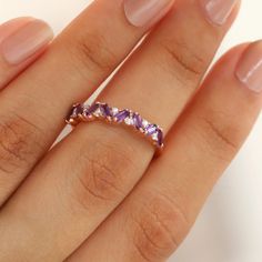 Art Deco is making a comeback and our rings are no exception! With a unique combination of Amethyst and Moissanite baguettes, the Skylar brings a beautiful combination of modern and minimalistic but also a sense of sophistication. Stackable or not, it is an ideal ring to treat yourself to. Details: Center Gemstone: Amethyst Stone Shape: Baguette Measurements: approx. 3x1.5mm (8) Side stones Gemstone: Moissanite Stone Shape: Round Measurements: approx. 1.3mm (7) Pictured in yellow gold vermeil, a Elegant Amethyst Baguette Cut Ring, Purple Gemstone Rings With Baguette Cut, Purple Gemstone Baguette Cut Rings, Purple Baguette Cut Gemstone Rings, Baguette Cut Amethyst Ring In Purple, Purple Baguette Cut Ring For Wedding, Purple Amethyst Rings With Baguette Cut, Baguette Cut Purple Rings For Wedding, Purple Amethyst Baguette Cut Ring