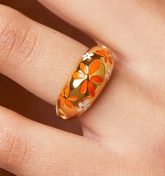 Flower Ring – Rellery Bar Necklaces, Necklaces And Bracelets, Meaningful Jewelry, Orange Flower, Zodiac Necklaces, Gold Piece, Flower Bracelet, Contemporary Jewelry, Orange Flowers