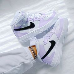 Lightly Used Custom Air Force 1 White High-top Nike Air Force 1 With Translucent Outsole, Nike Air Force 1 White With Translucent Outsole, White Nike Air Force 1 With Translucent Outsole, Nike Air Force 1 Purple With Round Toe, Af1 Mid, Custom Nike Air Force 1, Nike Custom, Custom Nike Air Force, Custom Painted Shoes