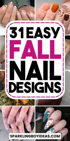 Fall Tip Nail Designs, Easy Diy Fall Nail Designs, Gel Manicure Designs Fall, Fall Nails With Pink, Easy Fall Nail Designs Autumn, Gel Fall Nail Designs, Fall Floral Nail Designs, Easy Fall Nail Designs For Beginners, Easy Fall Nails Simple