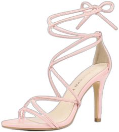 Pink Lace-up Sandals With Heel Strap, Trendy Spring Lace-up Sandals With Straps, Strappy Lace-up Sandals For Spring Party, Cross-tied High Heel Summer Heels, Trendy Strappy Lace-up Sandals With Heel Strap, Pink Open Heel Lace-up Sandals, Adjustable Strappy Heels, Summer Party Lace-up Cross-tied Sandals, Cross-tied Lace-up Sandals For Summer Parties