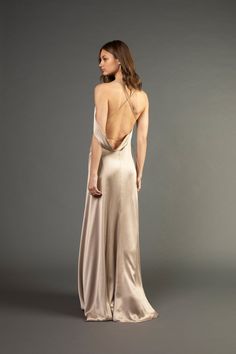 Wrap gown with back cowl and delicate spaghetti straps in silk satin. Fully lined in silk. Imported. **Special orders in custom colors are also available. Please email us at shop@michellemason.com for further inquiries.   Composition: 100% silk Dusty Rose Gown, Civil Dress, Cowl Back Dress, Champagne Gown, Cowl Dress, Silk Gown, Satin Gown, Fancy Dresses, Backless Dress Formal